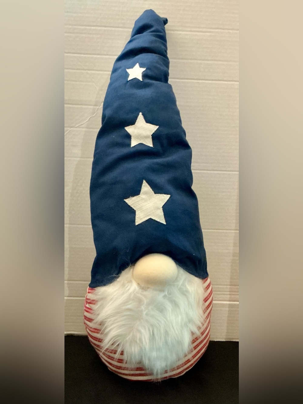 Patriotic Americana Gnome Shelf Sitter Red White Blue Stars Plush Decor 28”